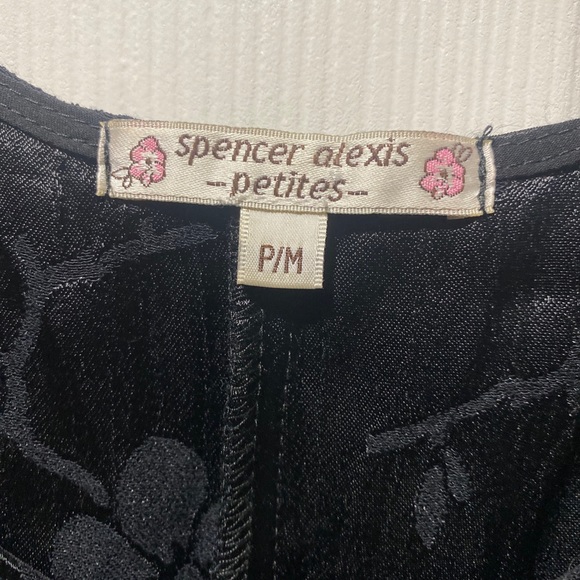 Spencer Alexis Black Tank Top Petite M Blouse Satin Embossed - Picture 3 of 4